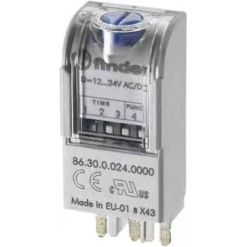 FINDER 86.30 többfunkciós időrelé modul, 24V AC/DC, 1 CO 16A, 8 funkció, 0,05s-100h 863000240000T