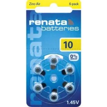 Renata ZA10 cink-levegő PR70 hallókészülék-elem 105 mAh 1,4 V 6-os csomag ZA10.DP6 0HG