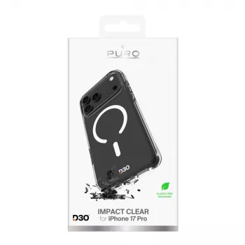 PURO Impact Clear D3O Bio tok Apple iPhone 17 Pro-hoz, MagSafe-kompatibilis, átlátszó (PUIPC17P63IMPCLD3OTR)
