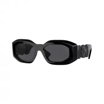 Versace VE4425U536087 férfi téglalap napszemüveg, átlátszó szürke keret, sötétszürke lencsék, 54-18-145