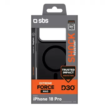 SBS D3O Force tok iPhone 18 Pro készülékhez MagSafe-pel – fekete