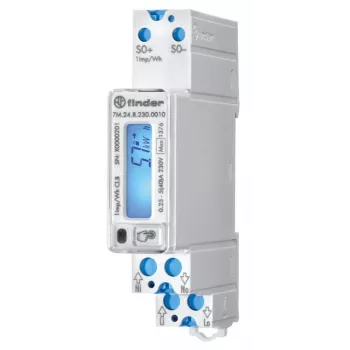 Finder 7M.24.8.230.0010 egyfázisú energiamérő MID, közvetlen csatlakozás, 100 A, B osztály, DIN-sín, S0 impulzus kimenet