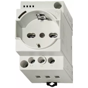 Finder 7U sorozat kapcsolószekrény-aljzat, 230 V AC, 16 A, Schuko, DIN-sínre szerelhető, szürke (RAL 7035) 7U.00.8.230.0000