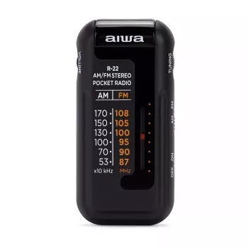 AIWA R-22BK zsebrádió fejhallgatóval, FM/AM, fekete