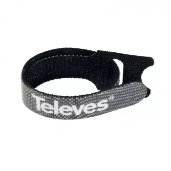 Televes KBL tépőzáras kábelkötöző, 10 darabos, fekete, 15 mm x 250 mm 200102