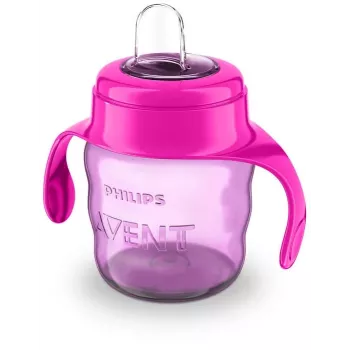 Philips AVENT Easy Sip tanuló pohár fogantyúkkal, 6M+, 200 ml, szilikon kifolyó, rózsaszín