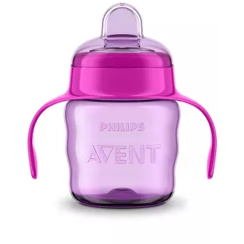 Philips AVENT Easy Sip tanuló pohár fogantyúkkal, 6M+, 200 ml, szilikon kifolyó, rózsaszín