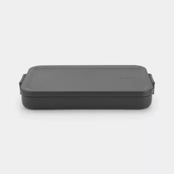 Brabantia Make & Take lapos uzsonnadoboz, sötétszürke, 1,2 L, BPA-mentes műanyag, kifolyásmentes, mosogatógépben mosható