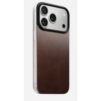 NOMAD Magnetic Leather Back iPhone 17 Pro MagSafe-kompatibilis Horween bőr Rustic Brown
