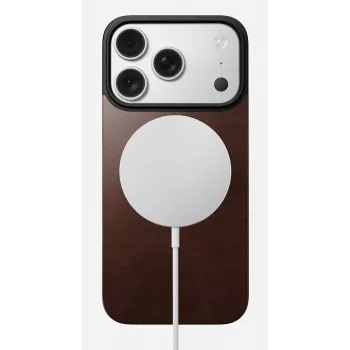 NOMAD Magnetic Leather Back iPhone 17 Pro MagSafe-kompatibilis Horween bőr Rustic Brown