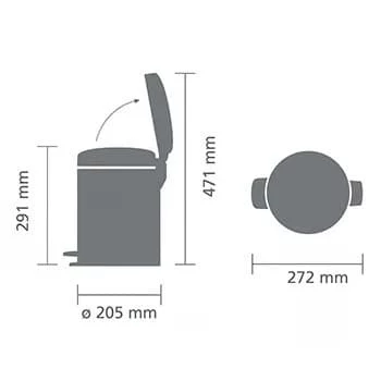 Brabantia NewIcon 5L pedálos kuka Brilliant Steel