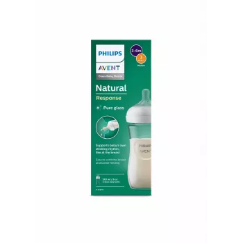Philips AVENT Natural Response üveg bébiüveg 240 ml, közepes folyású cumi, 1m+