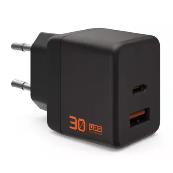 UAG Urban Armor Gear SRGE GaN fali töltő 30W PD USB-C/USB-A fekete 9B443511V4040