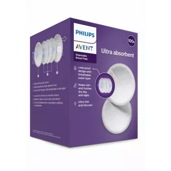 Philips Avent eldobható melltartóbetét (100 darabos csomag) | ultraelnyelő, kontúrozott, egyenként csomagolt