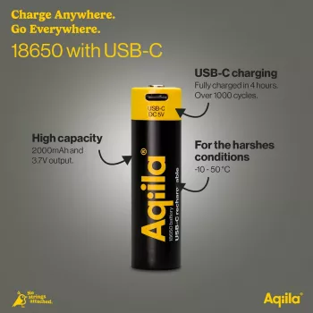 AQIILA AQ18018650398C1 USB-C újratölthető NiMH akkumulátor, 1,2 V, 1 db
