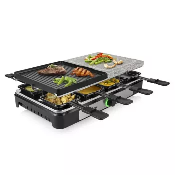 Tristar RA-2747 raclette tapadásmentes bevonattal, jelzőlámpával, grillfunkcióval, fekete, kő