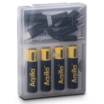 AQIILA AAA NiMH akkumulátorok USB-C-vel, 1,2 V, 600 mAh, 4 darabos csomag AQ60AAA374C4