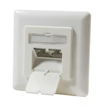 DSIT DC-Wall-In-STP6-I süllyesztett Cat. 6 árnyékolt dupla RJ45 aljzat, elefántcsont