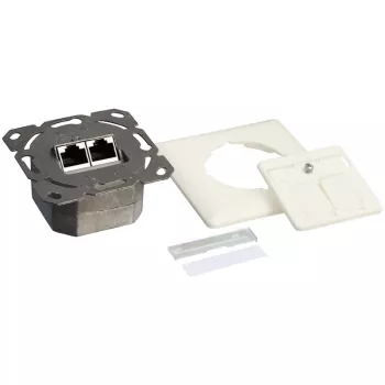 DSIT DC-Wall-In-STP6-I süllyesztett Cat. 6 árnyékolt dupla RJ45 aljzat, elefántcsont