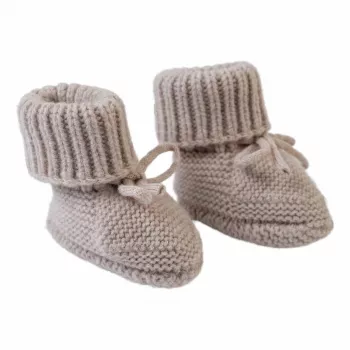 Lodger Slipper Folklore merinógyapjú bébi cipő, bézs, 0-6 hónap