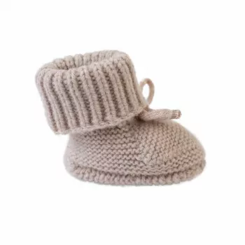 Lodger Slipper Folklore merinógyapjú bébi cipő, bézs, 0-6 hónap