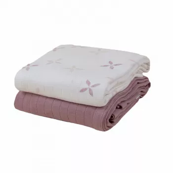 Lodger Swadler Solid Matcha pamut pólyapelenka, Powder Rose, 110x110 cm, 2 darabos csomag