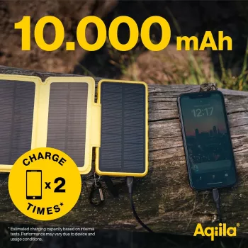 Aqiila Powerbird BS10 napelemes powerbank 10000 mAh fekete és narancssárga