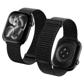 Spigen WBF01 szíj Apple Watch 8/9/10/11/SE/Ultra (44/45/46/49 mm) készülékhez, fekete