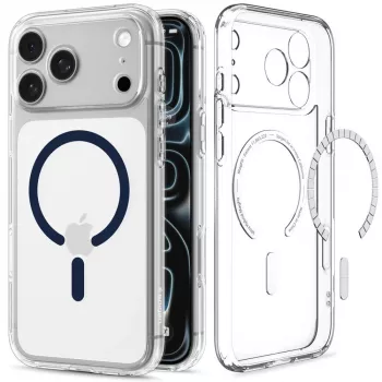 Spigen Ultra Hybrid MagSafe tok iPhone 17 Pro Max / 18 Pro Max készülékhez – átlátszó/mélykék
