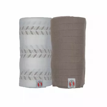 Lodger Swaddler Solid Matcha pamut muszlin pólya, Birch/Buffalo, 110x110 cm, 2 darabos csomag