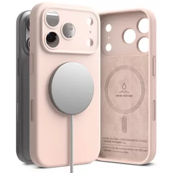 Ringke szilikon mágneses MagSafe tok iPhone 18 Pro Max – Pink Sand