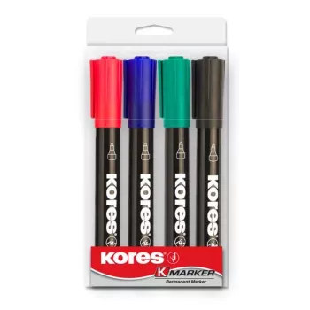 Kores K MARKER állandó marker, ékhegy, 3-5 mm, különböző színek, 4 darabos készlet M20945