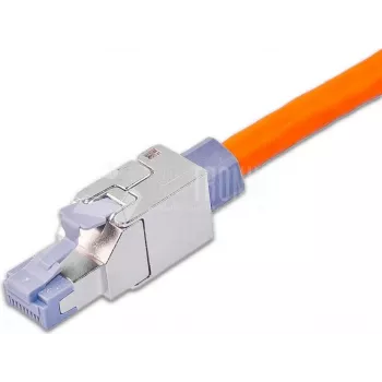 Wirewin WKS FK RJ45 KAT6A helyszínen szerelhető RJ45 dugó, Cat6A, árnyékolt, szerszám nélküli, cinköntvény, arany érintkezők, 22-24 AWG, 6-9mm kábelhez
