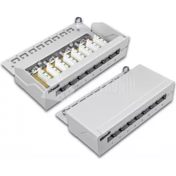 Wirewin DVP-TRIO-K5E 8 - 8 portos Cat5e árnyékolt asztali patch panel, LSA csatlakozó