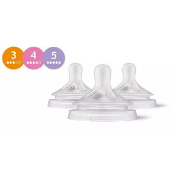 Philips Avent Natural Response bébiüveg szilikon cumisüvegcumi szett (3 darabos csomag, Flow 3, 1+ hónapos)