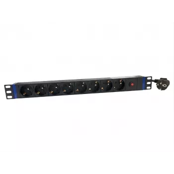 DSIT 19 inch 8-as PDU főkapcsolóval és túlterhelésvédelemmel (DS-8PDU-MO-PE)