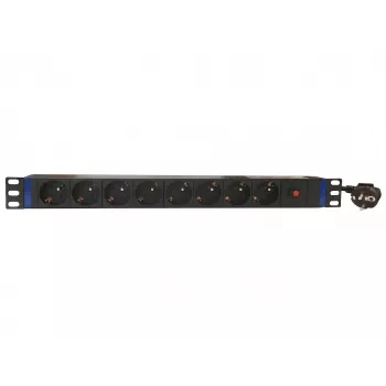 DSIT 19 inch 8-as PDU főkapcsolóval és túlterhelésvédelemmel (DS-8PDU-MO-PE)