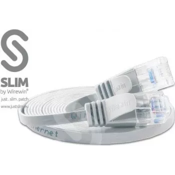 Wirewin Triotronik PKW-SLIM-KAT6 20.0 WS - 20 m fehér Cat6 U/UTP Slim Ethernet patchkábel, RJ45 dugó-dugó, Gigabit