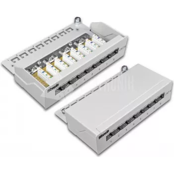 Wirewin 8 portos Cat6 árnyékolt asztali patchpanel LSA+ csatlakozóval (DVP-TRIO-K6 8)
