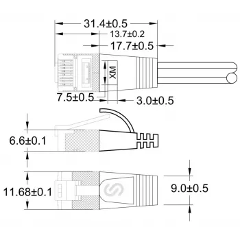 Wirewin Triotronik Cat6 U/FTP Slim patchkábel, RJ45 dugó-RJ45 dugó, 0,15 m, lila PKW-STP-SLIM-KAT6 0.15 VT