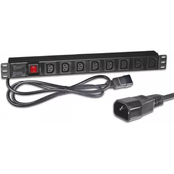 Wirewin NVL8 UPS 19 inch 1U rackmount PDU, 8x IEC C13 kimenet, IEC C14 bemenet, 10A, 2300W, fekete