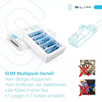 Wirewin SLIM-LS-K6A 1.0 WT 90 - Cat6A U/FTP Slim patchkábel, 1,0 m, fehér, 90 darabos csomag