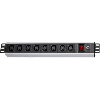 Wirewin NVL9 UPS verzió 19 inch rackbe szerelhető 1U PDU, 9x IEC C13 kimenet, IEC C14 bemenet, 10A, fekete