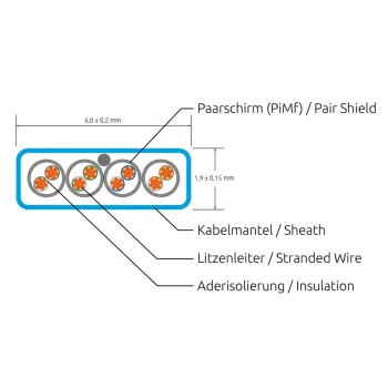 Wirewin Cat6a U/FTP Slim patch kábel, 0,1m, fehér, RJ45, 10G, 500MHz PKW-STP-SLIM-K6A 0.1 WS