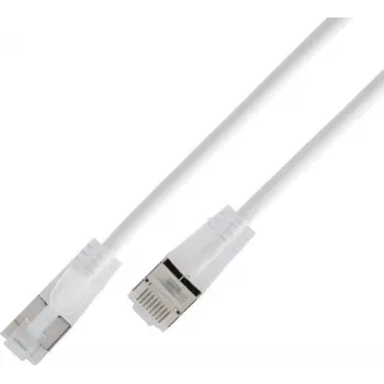 Wirewin SLIM KAT6A 10 Gigabit Light patchkábel, U/FTP, átlátszó dugók, fehér, 1,5 m SLIM-L-UF-K6A-TL 1.5 WT