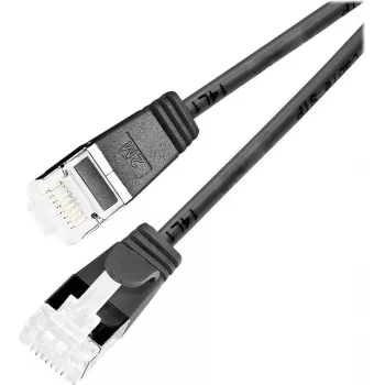 Wirewin Light patchkábel, kerek U/FTP Cat 6a, fekete, 0,1 m, karcsú, rugalmas, vékony kábel speciális alkalmazásokhoz, PoE (PKW-LIGHT-STP-K6A 0.1 SW)