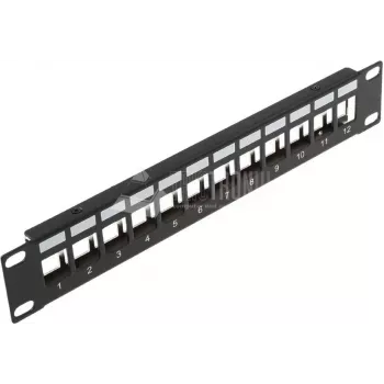Wirewin 12 portos keystone modul vakpanel, 10 inch, fekete, árnyékolt keystone rendszer (TKS PANEL 12 BLACK)