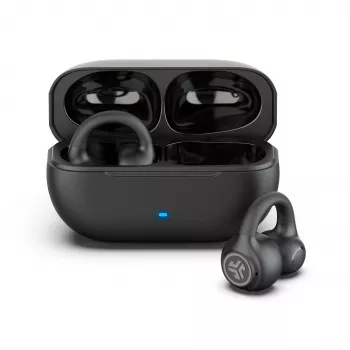 JLab Flex Open Air Clip True Wireless fülhallgató, Bluetooth 5.3, 32h teljes akkumulátor üzemidő, IP55, fekete