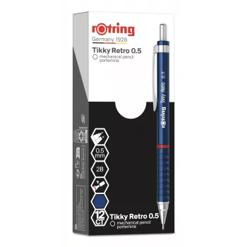 Rotring Tikky Retro mechanikus ceruza 0,5 mm, kék krómozott díszgyűrűk 2202566