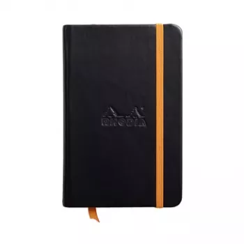 RHODIA RHODIARAMA jegyzetfüzet 90 x 140 mm vonalas fekete műbőr keménytáblás 96 lap 118642C
